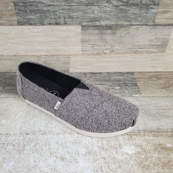 Toms Shoes - Toms Alpargata Womens Flats Sz 5 Black Earthwise Heathered Knit Slip On Loafers